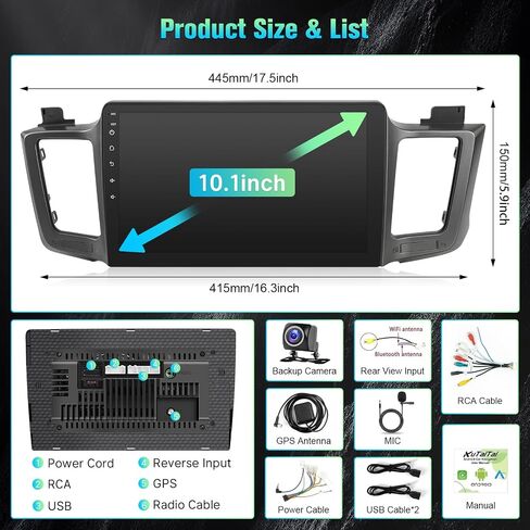 Car Radio Stereo for Toyota RAV4 2013-2018 with Wireless Carplay Android Auto, 2+32GB 10.1-inch IPS Touchscreen Head Unit Radio Replacement with GPS Navigation Bluetooth WiFi FM Rear Camera in Saudi Arabia