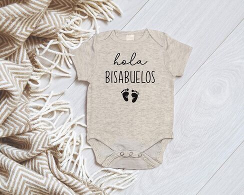 Hola Bisabuelos إعلان الحمل الرضع ارتداءها للأجداد العظماء | هدية بيسابويلو واي بيسبويلا (0-3 أشهر، أبيض) in Kuwait
