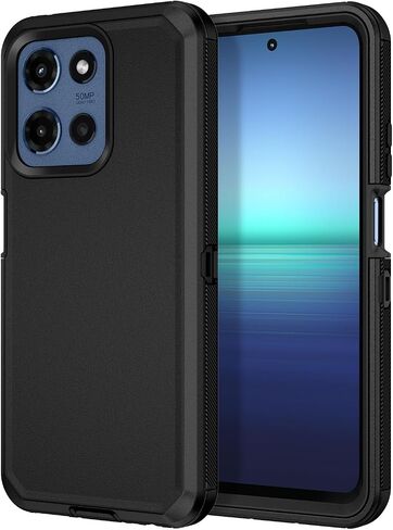 for Motorola Moto G 5G 2025 Case Shockproof Dust/Drop Proof 3-Layer Full Body Protection [Without Screen Protector] Rugged Heavy Duty Cover Case for Moto G 5G 2025 6.7",Black in Saudi Arabia