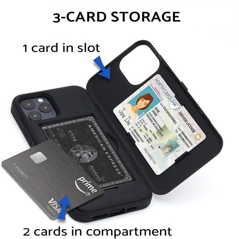 Toru CX Pro لـ iPhone 12 Pro/iPhone 12 Case Wallet | غطاء واقي من الصدمات الثقيلة مع حامل البطاقة المخفية وبطاقة فتحة | متضمن حزام المرآة والمعصم - الأسود in Kuwait