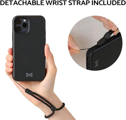 Toru CX Pro لـ iPhone 12 Pro/iPhone 12 Case Wallet | غطاء واقي من الصدمات الثقيلة مع حامل البطاقة المخفية وبطاقة فتحة | متضمن حزام المرآة والمعصم - الأسود in Kuwait