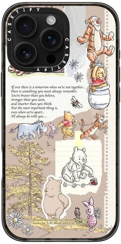 CASETiFY Impact iPhone 16 Pro Max Case [Winnie The Pooh Co-Lab / 8.2ft Drop Protection/Magsafe] - Vintage Collage Case - Clear Black in Saudi Arabia