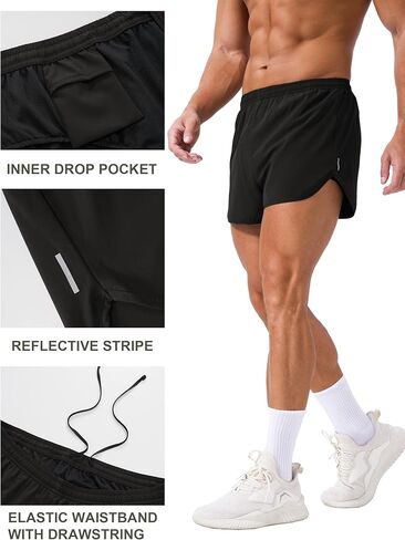 MAGCOMSEN Men's Running Shorts 3 Inch Quick Dry Lightweight for Athletic Workout Gym Training with Liner in Kuwait