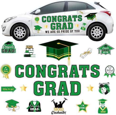 28Pcs Graduation Car Decorations Magnets 6 Inch Congrats Grad Cap Refrigerator Stickers Automotive Garage Cruise Door Magnetic Decals for Car Mailbox Metal Cabinet Decor (Blue, Gold) in Saudi Arabia