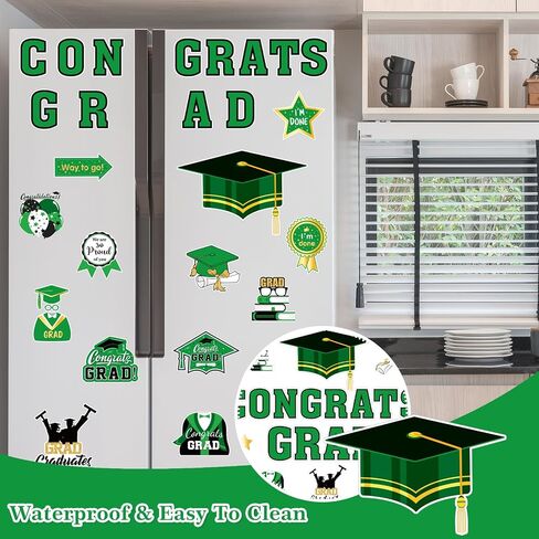 28Pcs Graduation Car Decorations Magnets 6 Inch Congrats Grad Cap Refrigerator Stickers Automotive Garage Cruise Door Magnetic Decals for Car Mailbox Metal Cabinet Decor (Blue, Gold) in Saudi Arabia
