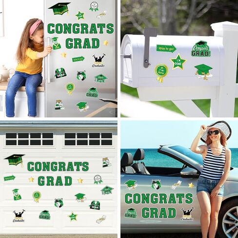 28Pcs Graduation Car Decorations Magnets 6 Inch Congrats Grad Cap Refrigerator Stickers Automotive Garage Cruise Door Magnetic Decals for Car Mailbox Metal Cabinet Decor (Blue, Gold) in Saudi Arabia
