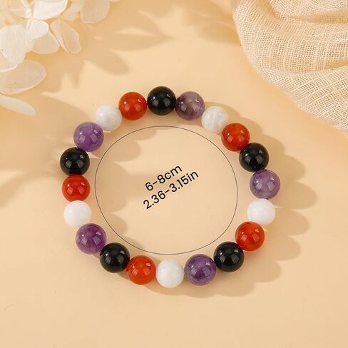 Crystal Vibe Triple Protection Bracelet - 10mm Bead Bracelet for women men With Natural Stones of Tiger Eye Hematite and Black Obsidian - Healing Crystal Bracelet for Good Luck Prosperity Happiness in Kuwait