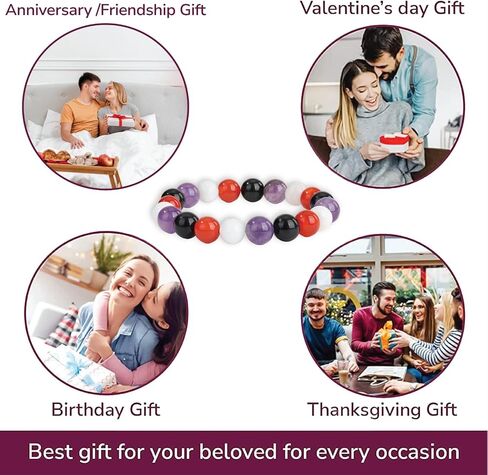 Crystal Vibe Triple Protection Bracelet - 10mm Bead Bracelet for women men With Natural Stones of Tiger Eye Hematite and Black Obsidian - Healing Crystal Bracelet for Good Luck Prosperity Happiness in Kuwait