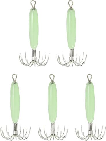 PATIKIL 16G خطافات خفيفة من SPERINCEL ، 5 PCS Cittlefish Saleve Saltwater Fishing Lures Bait Jig Glow في الظلام مع 12 إبرة من الفولاذ المقاوم للصدأ ، الأخضر in Saudi Arabia