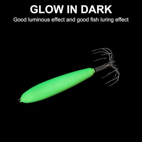 PATIKIL 16G خطافات خفيفة من SPERINCEL ، 5 PCS Cittlefish Saleve Saltwater Fishing Lures Bait Jig Glow في الظلام مع 12 إبرة من الفولاذ المقاوم للصدأ ، الأخضر in Saudi Arabia