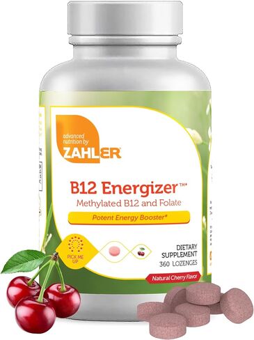 Zahler Energizer - Folate and B12 Supplement - Fast Dissolving Cherry Flavor Lozenges Dual Vitamin Methylated B12 & Folate Supplement with 1360 mcg Folic Acid + 1000 mcg Methyl Vitamin B12 (90 Count) in Saudi Arabia