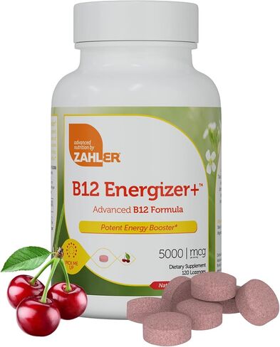 Zahler Energizer - Folate and B12 Supplement - Fast Dissolving Cherry Flavor Lozenges Dual Vitamin Methylated B12 & Folate Supplement with 1360 mcg Folic Acid + 1000 mcg Methyl Vitamin B12 (90 Count) in Saudi Arabia