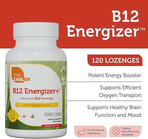 Zahler Energizer - Folate and B12 Supplement - Fast Dissolving Cherry Flavor Lozenges Dual Vitamin Methylated B12 & Folate Supplement with 1360 mcg Folic Acid + 1000 mcg Methyl Vitamin B12 (90 Count) in Saudi Arabia