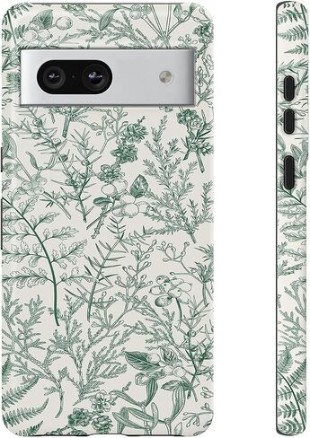 Compatible with Google Pixel 7a Case, 2 in 1 Slim Heavy Duty Protection Hybrid Hard PC Soft Silicone Rugged Bumper Antiscratch Protective Case for Google Pixel 7a 6.1 Inch (Green Floral) in Saudi Arabia