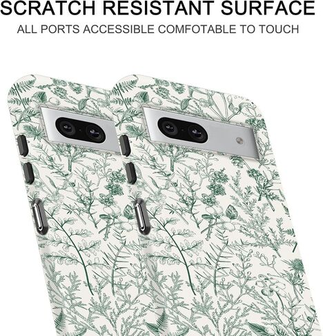 Compatible with Google Pixel 7a Case, 2 in 1 Slim Heavy Duty Protection Hybrid Hard PC Soft Silicone Rugged Bumper Antiscratch Protective Case for Google Pixel 7a 6.1 Inch (Green Floral) in Saudi Arabia