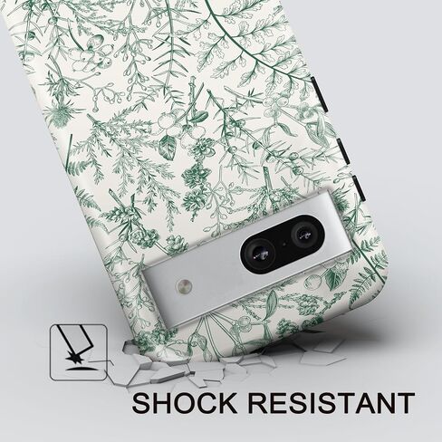 Compatible with Google Pixel 7a Case, 2 in 1 Slim Heavy Duty Protection Hybrid Hard PC Soft Silicone Rugged Bumper Antiscratch Protective Case for Google Pixel 7a 6.1 Inch (Green Floral) in Saudi Arabia
