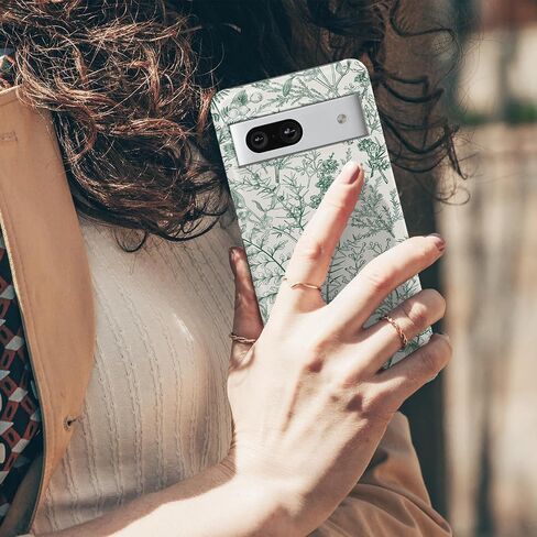 Compatible with Google Pixel 7a Case, 2 in 1 Slim Heavy Duty Protection Hybrid Hard PC Soft Silicone Rugged Bumper Antiscratch Protective Case for Google Pixel 7a 6.1 Inch (Green Floral) in Saudi Arabia