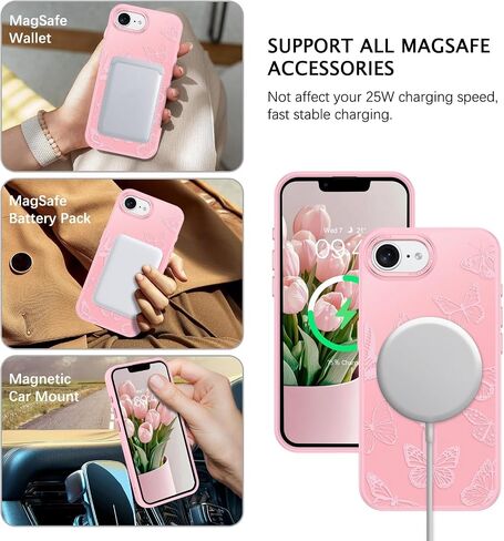 Bentoben for iPhone 16e Case ، نمط الفراشة اللطيف iPhone 16e الحالة المغناطيسية [متوافقة مع Magsafe] in Saudi Arabia