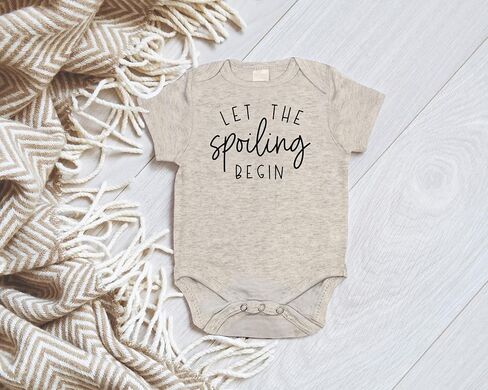 Let The Spoiling Begin Pregnancy Announcement Infant Bodysuit for Grandparents, Aunts, Uncles (Natural) in Kuwait