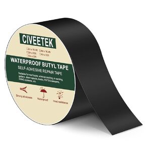Waterproof Sealant Butyl Tape 6in x 33ft Black Joist Tape for Decking, Outdoor Leak Repair Duct Tape All Weather Rubber Butyl Tape for Pipe RV Awning Sail Metal Roof Window Sealing