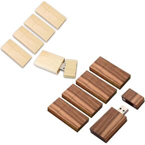 Wood Flash Drive 10 Pack, FEWINA Rectangle Walnut and Maple Wooden Thumb Drive USB Stick Memory Stick Jump Drive for Backup Picturs/Videos Ideal Gift (32GB 3.0 5PCS&2GB 2.0 5PCS)