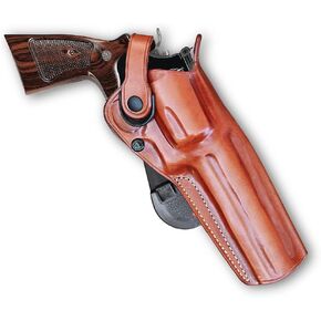 Leather Paddle OWB Revolver Holster with Retention Strap, Fits S&W N-Frame Model 629/29 44 Magnum 5" Classic Full Underlug Barrel, R/H Draw, Brown Color #1261#