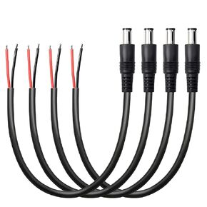 1.6FT DC Plug Connector DC Power Pigtails Cable, 6.3mm x 3.0mm DC Male Plug to Bare Wire Open End, DC Barrel Supply Adapter Repair Cord for All-in-one Computer, DVR, LED Light, 4Pack