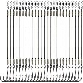YOTO Circle Hooks Rigs with Saltwater Steel Leader Wire, 25/50PCS Octopus Hook Rig for Bass Catfish Fishing
