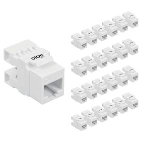 Tecmojo Cat6A Unshielded Keystone Jack with 180 Degree Termination 25 Pack, White