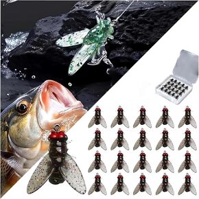 Bionic Fly Fishing Bait (20PCS) - 2024 New Trout Jigs Swimbaits Dry Flies Bass Fly Fishing Lures Kit, Saltwater ＆ Freshwater Flies Spinner Swim Baits Fly Fishing Hook Panfish Lures Set