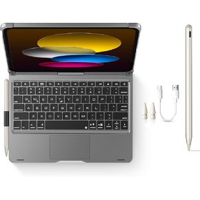 Stylus Pen + Swivel Keyboard Case for iPad 10th/11th(A16) Gen