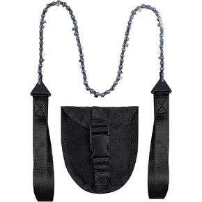 Pocket Chain Rope Saw Portable Hand Saw with Sharp Teeth Blades for Wood Cutting Outdoor Hiking Camping Survival Gear Garden Work with Carrying Pouch
