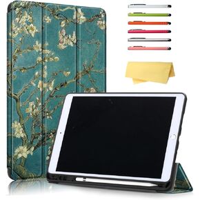 for Apple iPad 10.2 Case 2021/2020/2019, iPad 9th/8th/7th Generation Smart Cover with Pencil Holder [Auto Wake/Sleep] PU Leather Stand Folio Tri-fold Shockproof Thin Shell, Colored Graffiti