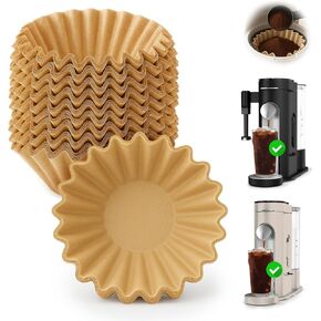 Coffee Filters Disposable 120 Count Paper Filters for Ninja PB051 PB041 & Specialty Pod/Grounds Single-Serve Coffee Makers - Brown