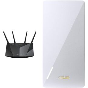 ASUS WiFi 6 Router & Extender Bundle with Lifetime Security, Instant Guard VPN, Parental Controls, Gaming Optimization