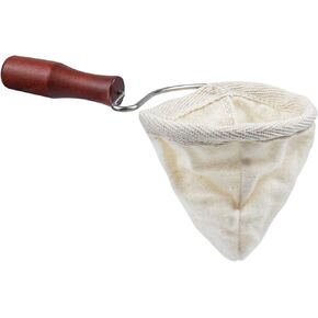 AUEAR, Wooden Handle Coffee Filter Reusable Cafe Flannel Cloth Bag Sock Strainer