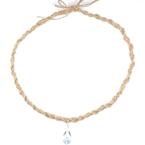 BEACH HEMP JEWELRY Light Blue Mushroom Necklace Hemp Choker Glass Pendant for Men Women Teen Girls Handmade In USA
