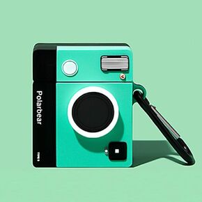 Compatible for Camera AirPods case 1/2, Retro Camera Protective Silicone Skin Case for AirPods, Men Women Funny Kawaii Cute Fashion Cartoon 3D Cover for AirPods 1/2 with Keychain (Green)