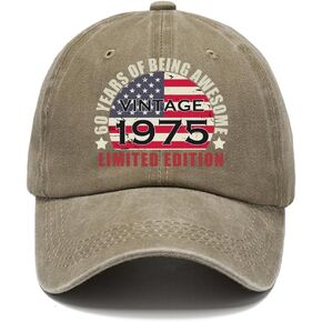 50th Birthday Gifts for Men Women, 1975 Personalized Vintage Baseball Cap, Funny Birthday Adjustable Hat for Parents