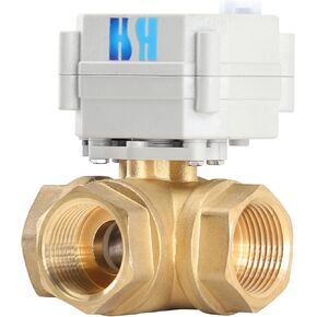 3 Way 1-1/4 inch 12VDC 24VAC/DC L Type Auto Return Brass Electrical Position Feedback On/Off Motorized Ball Valve