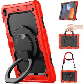 Timecity Case for 9th/ 8th/ 7th Generation 10.2 inch (Case for 9/8/ 7): with Strong Protection, Screen Protector, Handle, Shoulder Strap, 360° Rotating Stand, Pencil Holder - Red