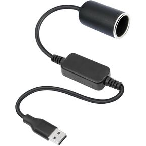 USB A Male to Car Cigarette Lighter Socket Female Converter Cable 1 Feet,5V to 12V 18W USB to Cigarette Lighter Adapter for Dash Cam, GPS car intercom