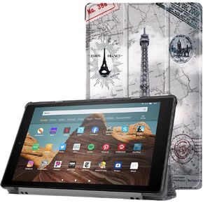Tablet Cover for Amazon Kindle Fire HD10 7th 9th Generation(2017 2019 Release),Ultra Slim Folio Stand Leather Case for Amazon Kindle Fire HD 10 Gen 7th 9th 10.1" (Li-Black)
