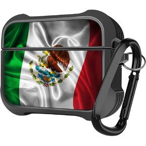 Compatible with AirPods Pro 2nd / AirPods Pro Charging Case, Patterned Soft TPU Shockproof Protective Cover Case (Waving Flag of Mexico)