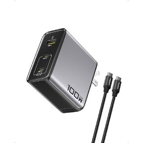PISEN 100W USB C Charger - 3-Port 100W GaN USB C Charging Block Fast Charging, 100Watt Charging Block with 6FT Type C Cable, 100Watt Wall Charger for MacBook, iPad, iPhone, Samsung, Google Pixelbook