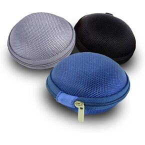 3-Pack Earbuds Case in Blue, Grey, Black - Lightweight and Durable Hard Shell Storage for Earphones, Headphones, and Cables - Perfect for Travel, School, and Everyday Use