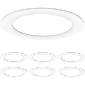 Sunco 6 Pack Goof Rings for 6 Inch Recessed Lights White Can Light Goof Trim Ring, Outer Diameter 8.6-inch, Inner Diameter 6.2-inch, Durable Plastic Design, Matte Finish, Flush Mount