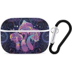 Magic Mushrooms Psychedelic Art Pattern Compatible with Airpods Pro Case Cover with Keychain Headphone Cover Unisex Shockproof Protective Wireless Charging Headset Accessories