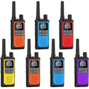 قابلة لإعادة الشحن walkie talkies طويلة المدى للبالغين ، 7 عبوات مع 22 قناة FRS ، تنبيهات الطقس NOAA ، بطارية 1800mAh ، مصباح LED ، USB-C ، تقليل الضوضاء ، vox للتخييم والمشي لمسافات طويلة