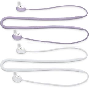 kwmobile Straps Compatible with Samsung Galaxy Buds 2-2X Silicone Holder for Wireless Earphones - Lavender/Black